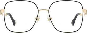 Carolina Herrera 56mm Square Reading Glasses in Gold Black at Nordstrom