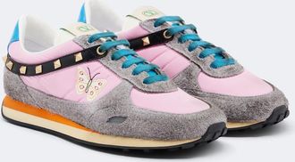 Valentino Garavani Zapatillas Rockstud bordadas con ante