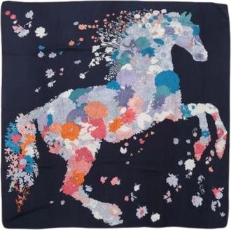 Herm&egrave;s Pre-owned Carr&eacute; G&eacute;ant Robe L&eacute;g&egrave;re Handkerchief - Dames - Vintage Accessoires - Blauw - ONE Size - Kasjmier - Vintage