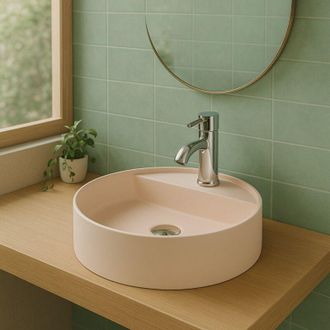 Ambra Lavabo da Semincasso - 42,5 cm - Solid Surface - Ros&eacute; Beige - Aur&eacute;lie
