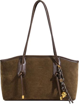 Generic PU Pocket Storage Retro Shoulder Bags Large Capacity for Work (Dark Brown)