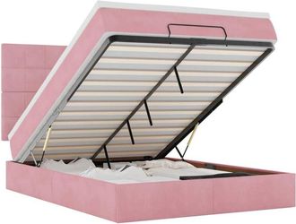 vidaXL Estructura Cama Otomana Colchones Terciopelo Rosa 140x200cm Vidaxl