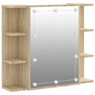 vidaXL Mueble Con Espejo Y Luces Led Roble Sonoma 70x16,5x60 Cm Vidaxl