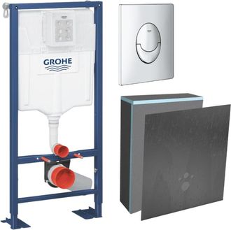 GROHE Conjunto De Marco De Soporte Grohe Solido Con Revestimiento Wedi I-board, Cromado, Con Revestimiento De Hormig&oacute;n Gris