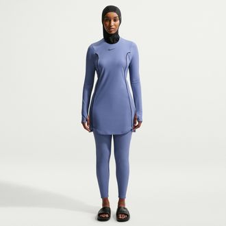 Nike Womens Swim Victory Swim Slim Legging in Blue | NESSE201-097