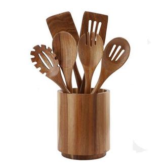 MegaChef 7 Piece Acacia Wood Kitchen Cooking Utensil Set in Light Brown at Nordstrom