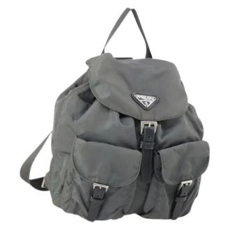 Prada Pre-owned Backpacks, female, Gray, Size: ONE SIZE Pre-owned Vintage Nylon Backpack