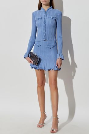 Self Portrait Short Skirt With Decorative Beads, Womens, Blue