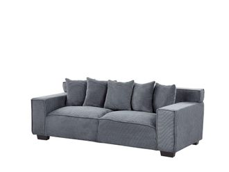 Beliani Sof&aacute; de 3 plazas 3 personas de pana gris