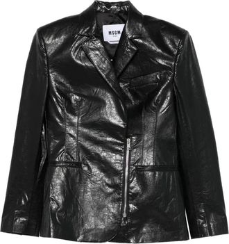 Msgm Giacca con zip asimmetrica - Nero