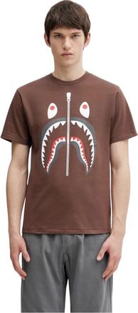 A Bathing Ape Shark T-shirt - Heren - T-shirts - Bruin - L - Katoen - Tops