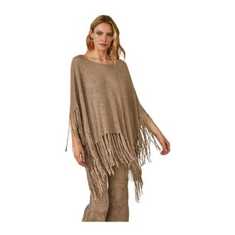 Souvenir Jassen, Dames, Beige, ONE Size, Linnen, Jersey Poncho Flecos