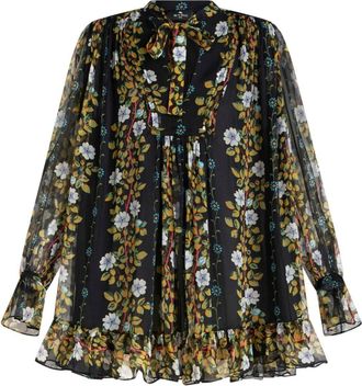 Etro floral-print silk dress - women - Polyester/Silk - 44 - Black