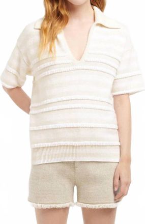 Barrie Short Sleeve Ripple Stripe Pullover Polo In White