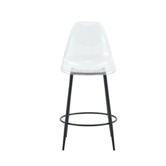 STILVORA Lote De 2 Taburetes De Bar, Respaldo Transparente, Patas Ajustables, Para Cocina E Isla, Pl&aacute;stico Y Metal, Transparente Y Negro