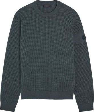 Moncler Logo Waffle-knit Wool Jumper - Dark Grey - XL