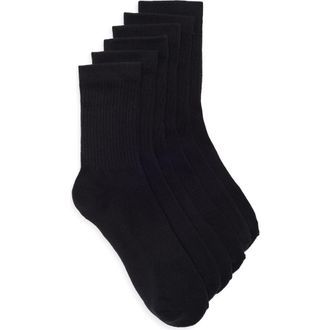 Nordstrom Everyday 3-Pack Demi Crew Socks in Black at Nordstrom, Size 9