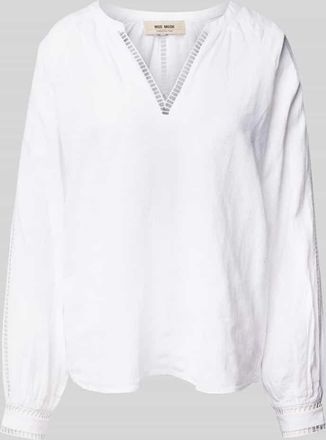 Mos Mosh Bluse aus Leinen-Baumwoll-Mix Modell ZEINA in Weiss, Gr&ouml;&szlig;e M