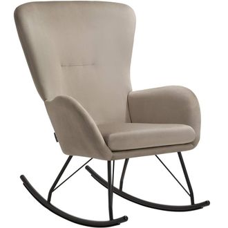 TecTake Rocking Chair Swing - Armchair Steel Runners, Thick Padding in Taupe