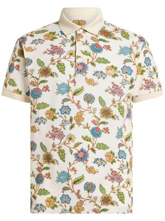 Etro floral-print polo shirt - men - Cotton - M - White