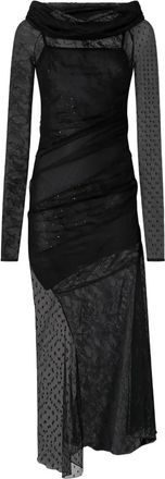 Pinko Abito lungo con scollo drappeggiato - Nero