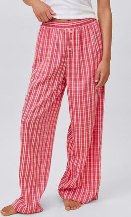 Papinelle Sleepwear Holiday Plaid Cotton Sateen Pajama Pants in Berry Red at Nordstrom, Size Xx-Large