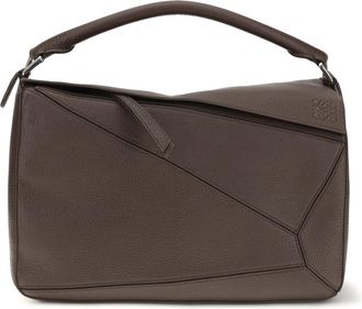 Loewe Mens Shoulder Bag Large Puzzle Chocolate Calfskin Calf Leather