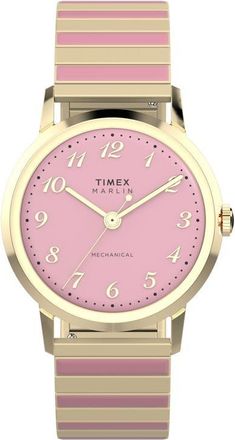Timex Marlin Hand Wound Expansion Strap Watch, 34mm in Pink/gold at Nordstrom