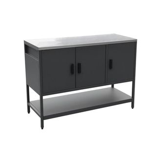 Sweeek M&oacute;dulo cocina exterior de acero 3 puertas y 1 estante, 120cm, negro