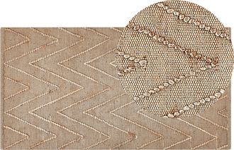 Beliani Beliani - Alfombra De Yute Beige 80 X 150 Cm Algod&oacute;n Hecho A Mano Patr&oacute;n Geom&eacute;trico Daday