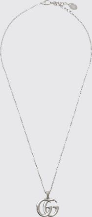 Gucci Collana girocollo GG Marmont in ottone con finitura argento e ciondolo logo