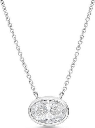 Diana M. Jewels 14kt white gold lab grown east west oval bezel pendant weighing 2.00 ct