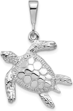 Diamond2Deal 14k White Gold Solid Polished Open-Backed Sea Turtle Pendant