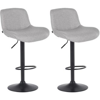 Clp Clp - Lote De 2 Taburetes De Bar Solon Negro Gris Claro Tela