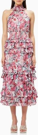 Elliatt Dunmore Floral Tiered Georgette Cocktail Dress in Pink Multi at Nordstrom Rack, Size Xx-Large