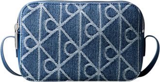 Calvin Klein Emblem AOP Camera - Dames - Schoudertassen - Blauw - ONE Size - Katoen - Tassen