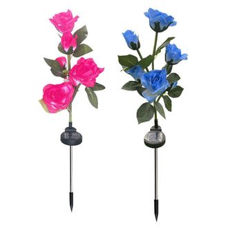 OEM Lampara Solar - Flor Rosa - Panel Monocristalino - Ip44 - Jard&iacute;n Sendero Exterior - 10 Unidades