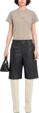 Maison Margiela Black Faux Leather Five-Pocket Knee-Length Shorts