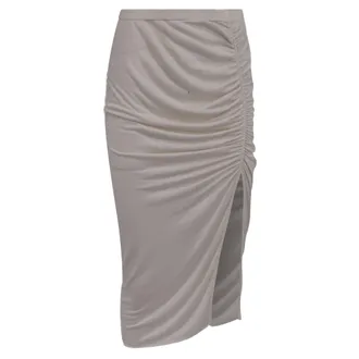 Rick Owens Lilies Ruched Midi Skirt in White Viscose