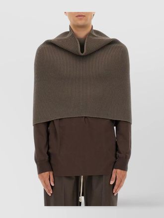 Rick Owens draped high neck ribbed coat design