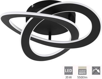 Eglo Eglo - Plafoniera Moderna Rolimare Alluminio Nero Luce Led Integrato 35w