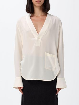 Victoria Beckham Blusa in seta con scollo a V e maniche lunghe