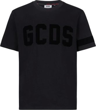 GCDS Gcds, Tops, Heren, Zwart, 2Xl, Katoen, Velvet Logo T-Shirt