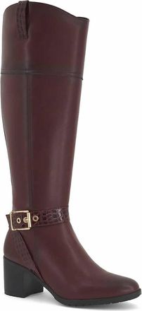 Andrea Womens Buckled Ankle Strap High Boot In Burgundy