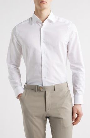 Jack Victor Danforth Stretch Cotton & Linen Blend Dress Shirt in White at Nordstrom Rack, Size Xx-Large