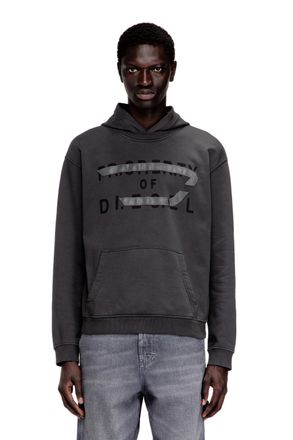 Diesel Cotton hoodie with D appliqu&eacute; - Sweaters - Man - Grey