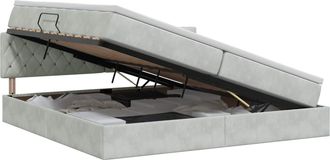 vidaXL Cama Con Almacenamiento Gris Claro 200 X 200 Cm Terciopelo Vidaxl