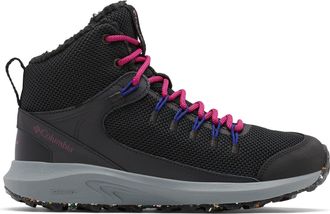Columbia Womens TRAILSTORM MID Waterproof Omni Heat Shoes, Black, Red Onion, 5.5