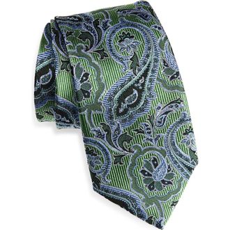 Nordstrom Floral Paisley Silk Tie in Green at Nordstrom