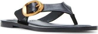 Steve Madden Rays Sandals WomensBlack Leather Toe Post Flip Flop ZOGG1532